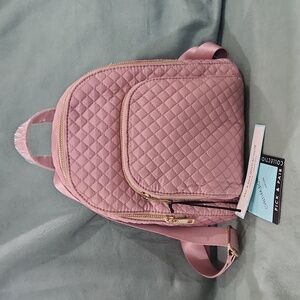 NWT Cynthia Rowley New York mini backpack.  Rose pink gold hardware adj. Strap